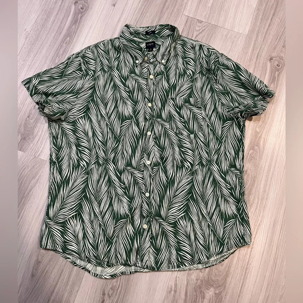 J.crew Green‎ Leaf Print Men's Shirt